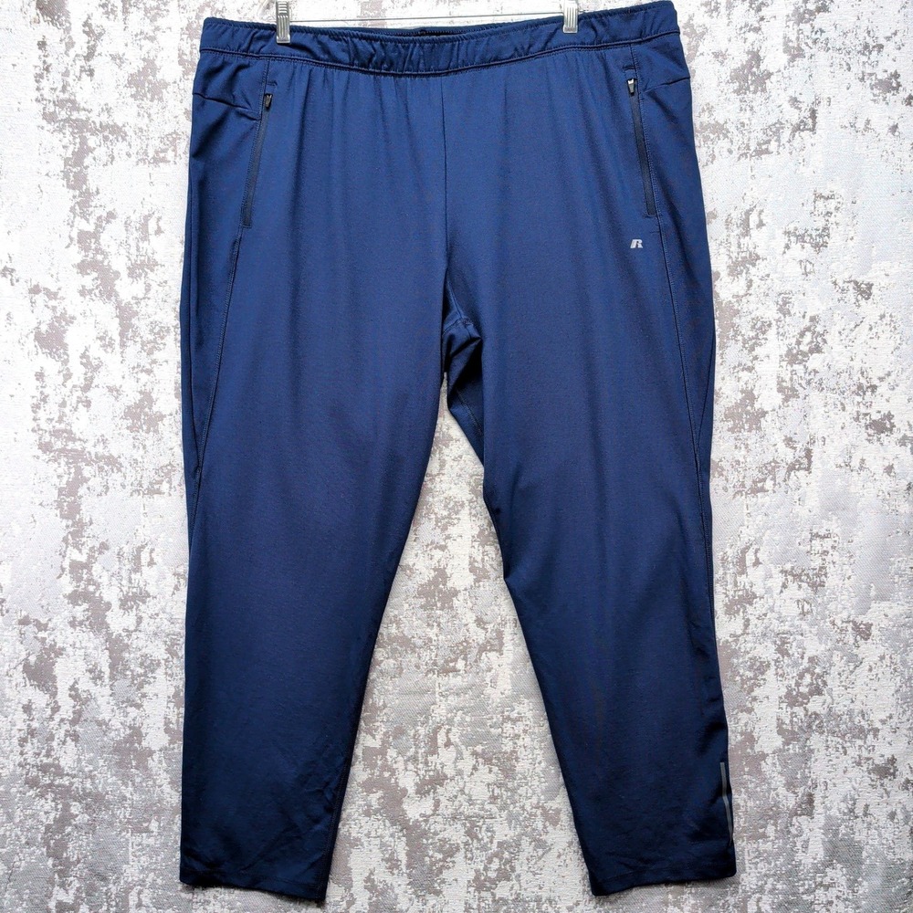 Russell RSL Slim Knit Pants Mens 3XL 48-50 Blue Reflective Stretch Zip Pockets